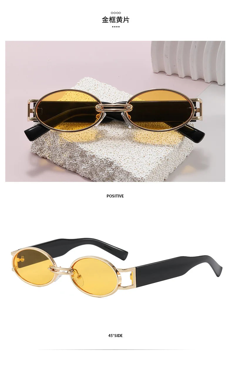 Retro Oval UV400 Sunglasses – Slim Vintage Silhouette