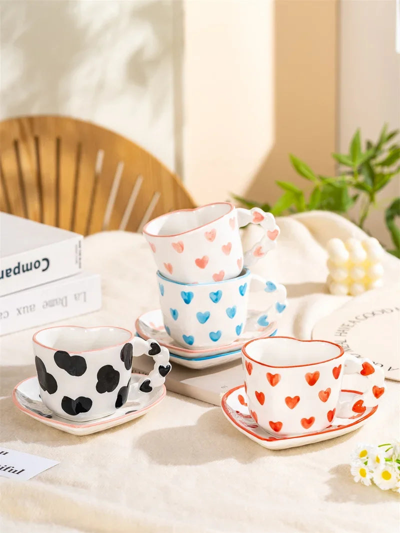 Heart Cup & Saucer – Cute INS Style