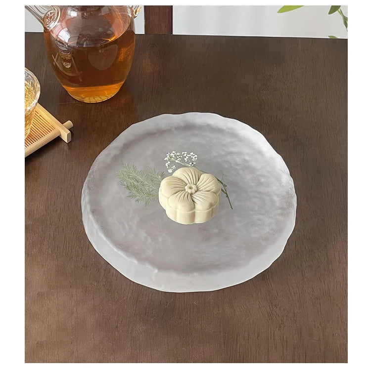 Frosted Glass Plate – Minimal Transparent Dinnerware