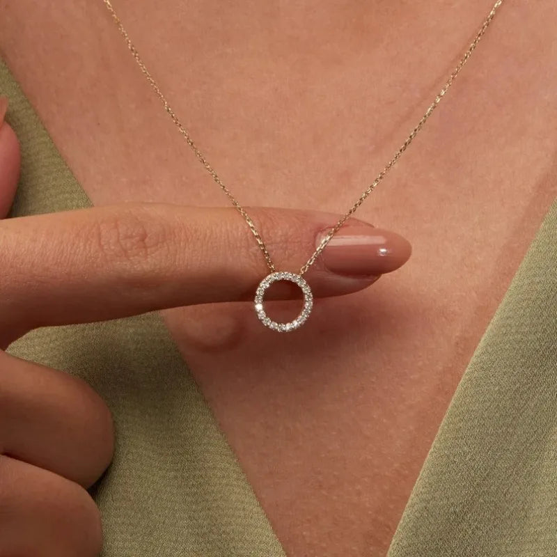 Crystal Circle Pendant – Elegant Gold Finish