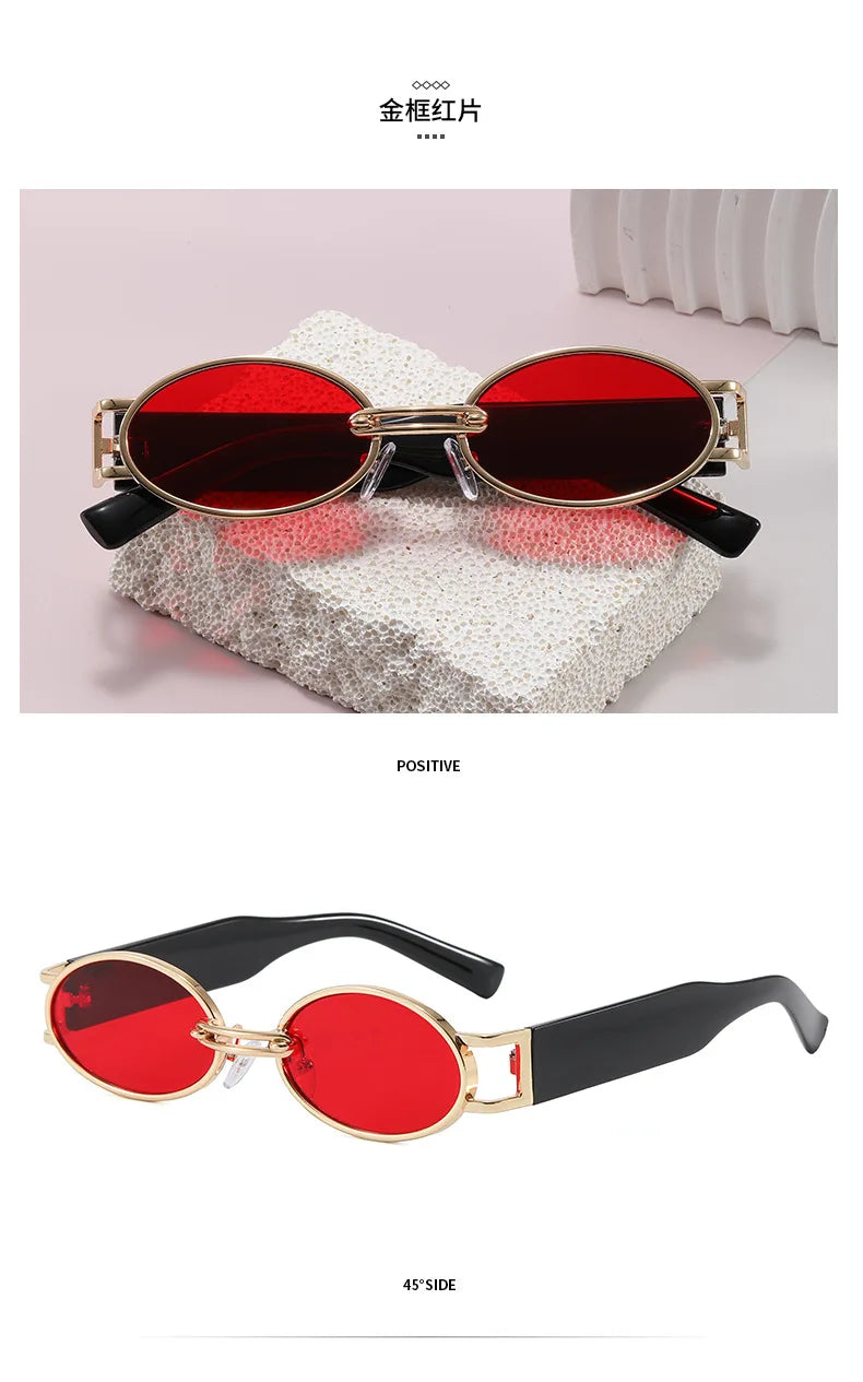 Retro Oval UV400 Sunglasses – Slim Vintage Silhouette