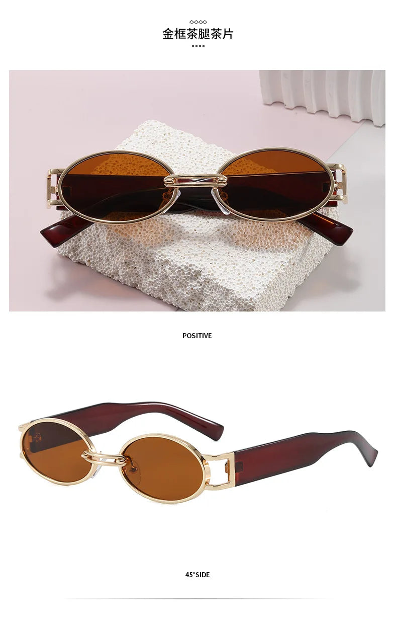 Retro Oval UV400 Sunglasses – Slim Vintage Silhouette