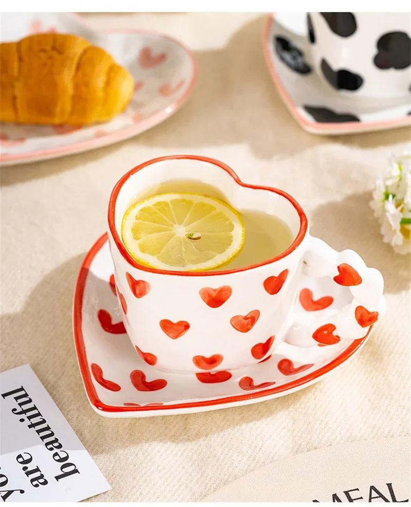 Heart Cup & Saucer – Cute INS Style
