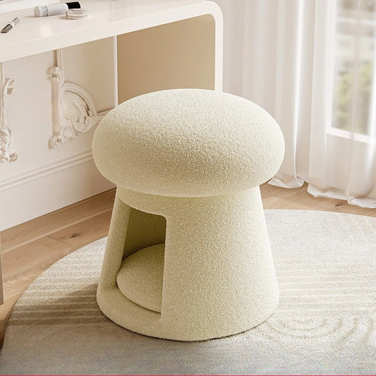 Luxe White Vanity Stool – Ergonomic Glam Seat