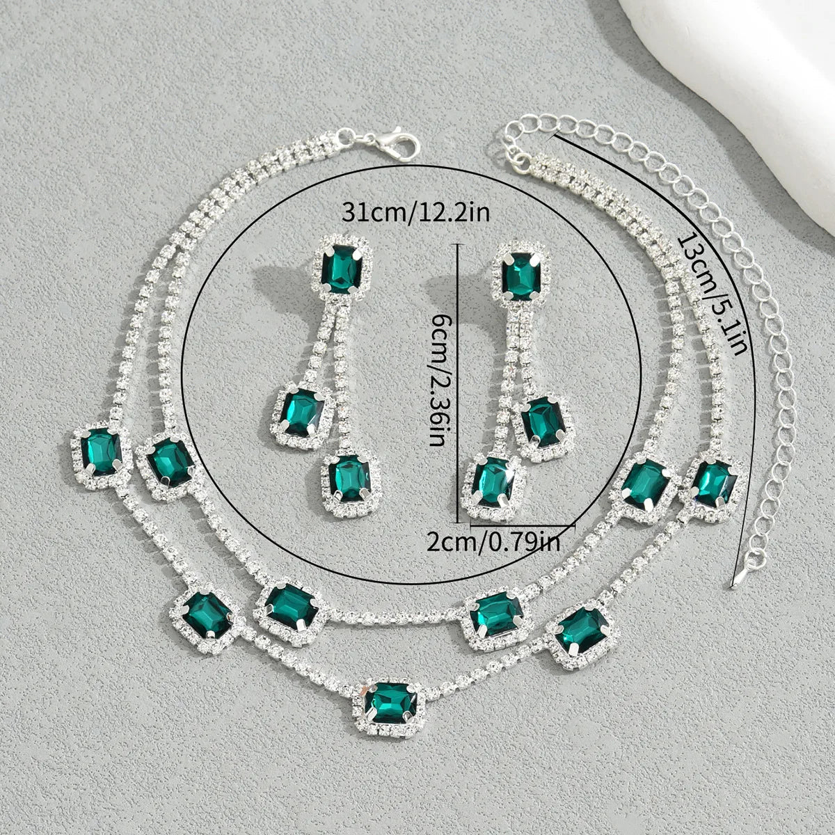 Crystal Jewelry Set (3-Piece) – Necklace & Earrings
