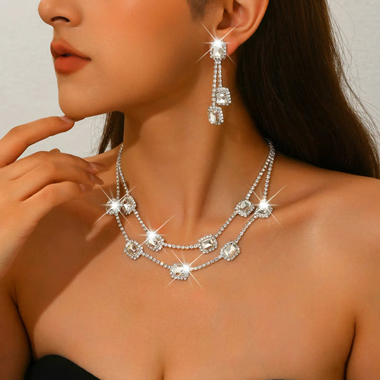 Crystal Jewelry Set (3-Piece) – Necklace & Earrings