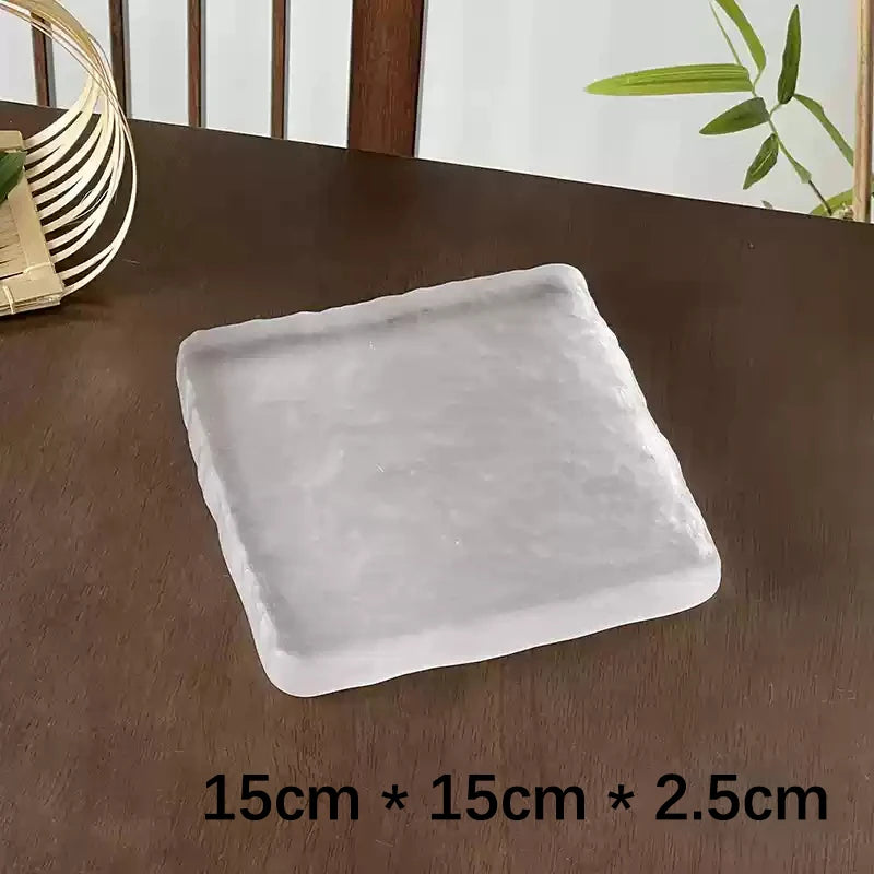 Frosted Glass Plate – Minimal Transparent Dinnerware