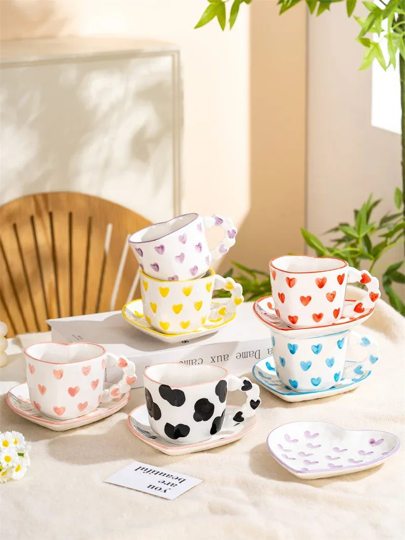Heart Cup & Saucer – Cute INS Style