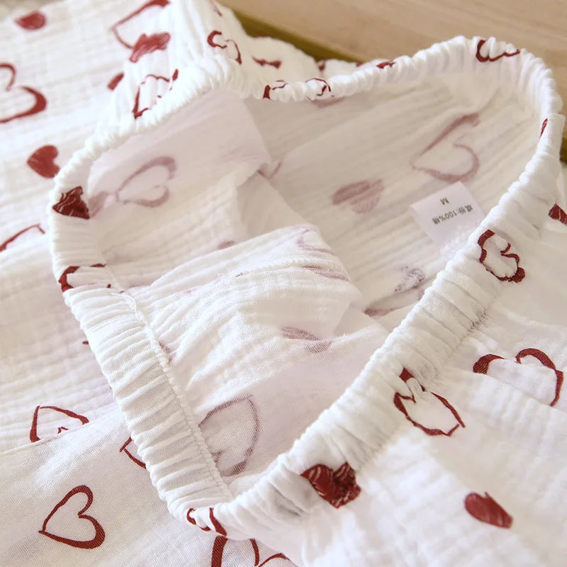 Double-Layer Cotton Sleepwear – Spring/Summer Set