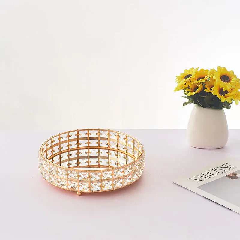 Crystal Mirrored Vanity Tray – Metal Display Plate