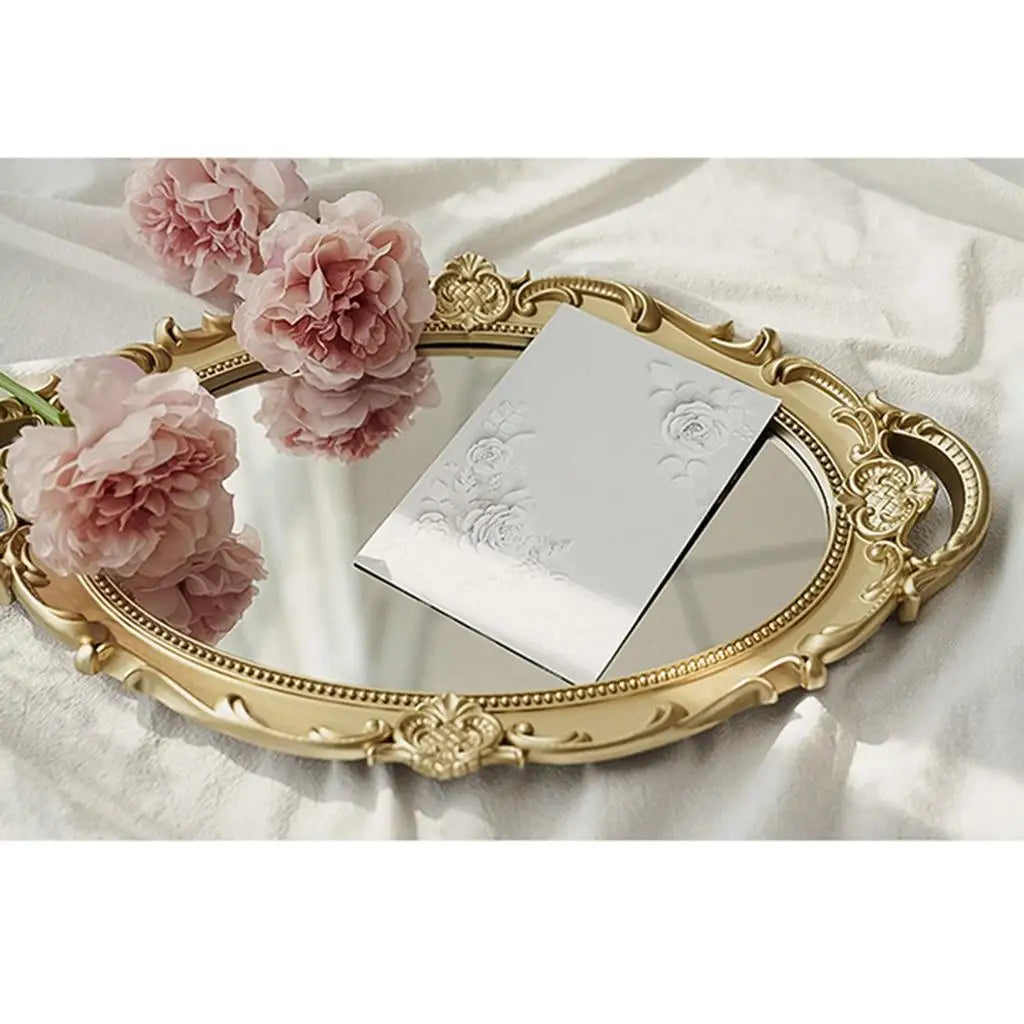 Elegant Mirror-Finish Vanity Tray – Perfume & Jewels
