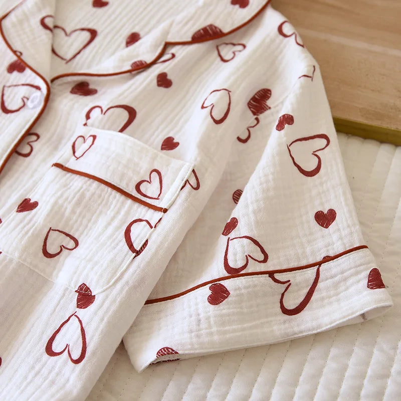 Double-Layer Cotton Sleepwear – Spring/Summer Set