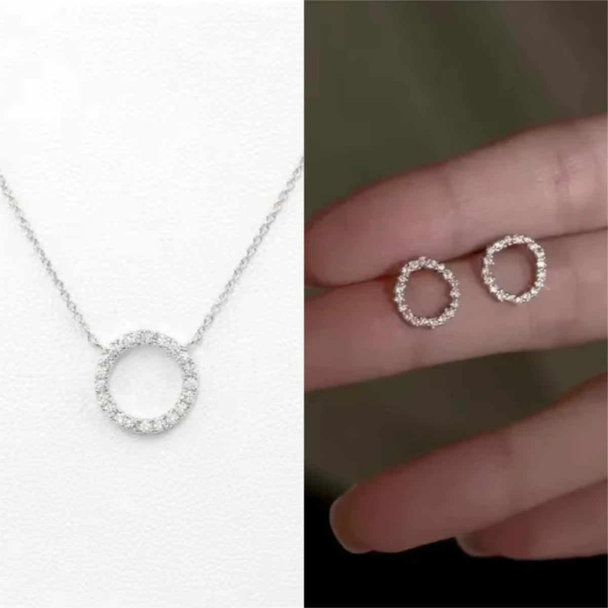 Crystal Circle Pendant – Elegant Gold Finish
