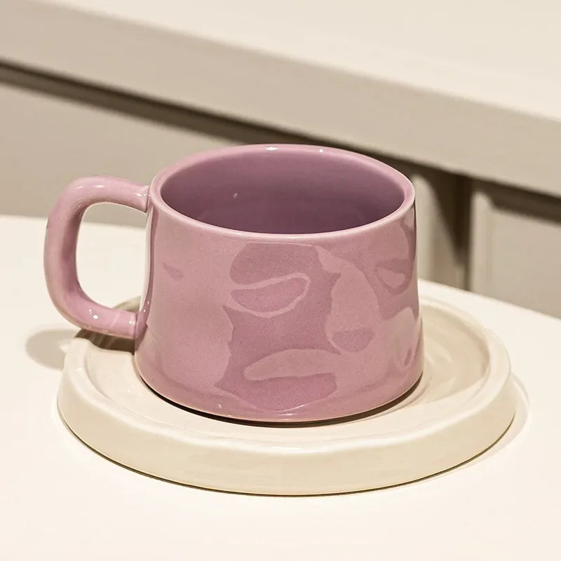 Cute Ceramic Coffee Cup & Saucer – Café Aesthetic
