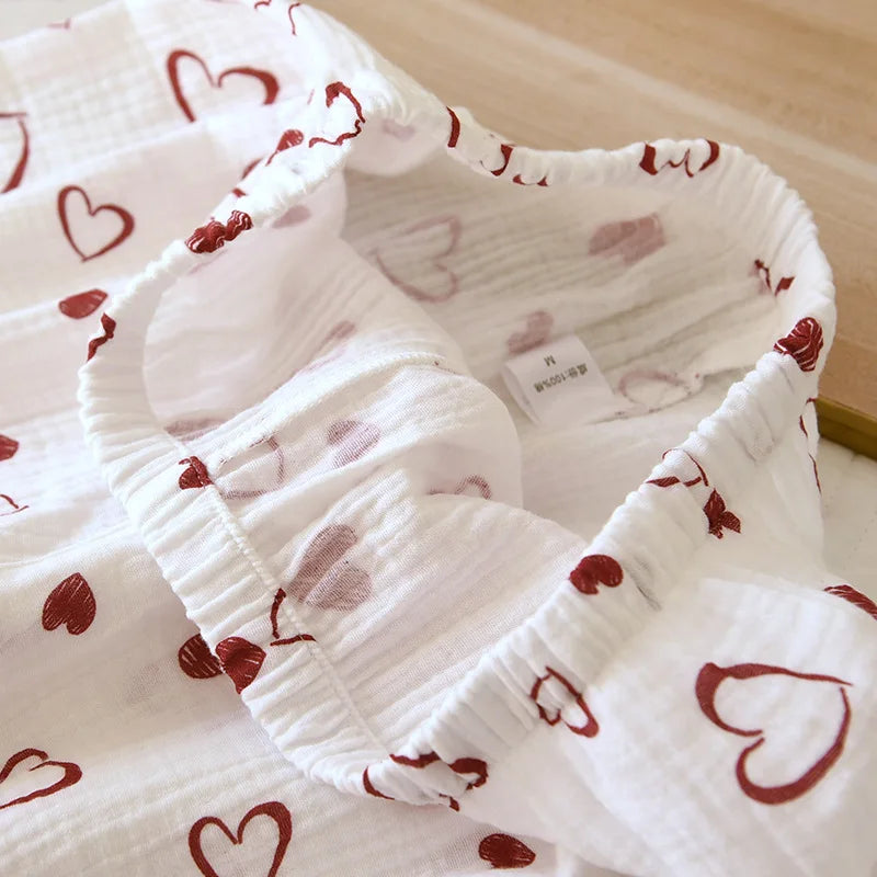 Double-Layer Cotton Sleepwear – Spring/Summer Set