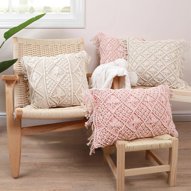 Vintage Geo Handwoven Cushion Cover – Cozy Rope Texture