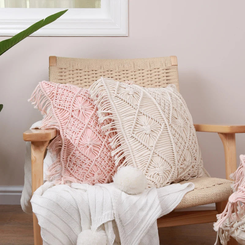 Vintage Geo Handwoven Cushion Cover – Cozy Rope Texture
