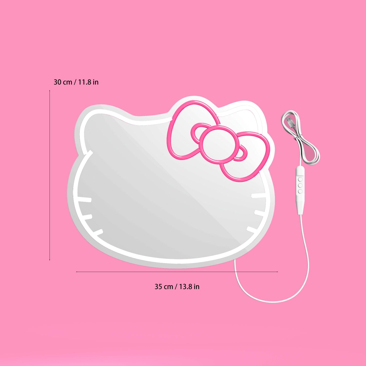 Cute Bow LED Neon Mirror – Adjustable Brightness