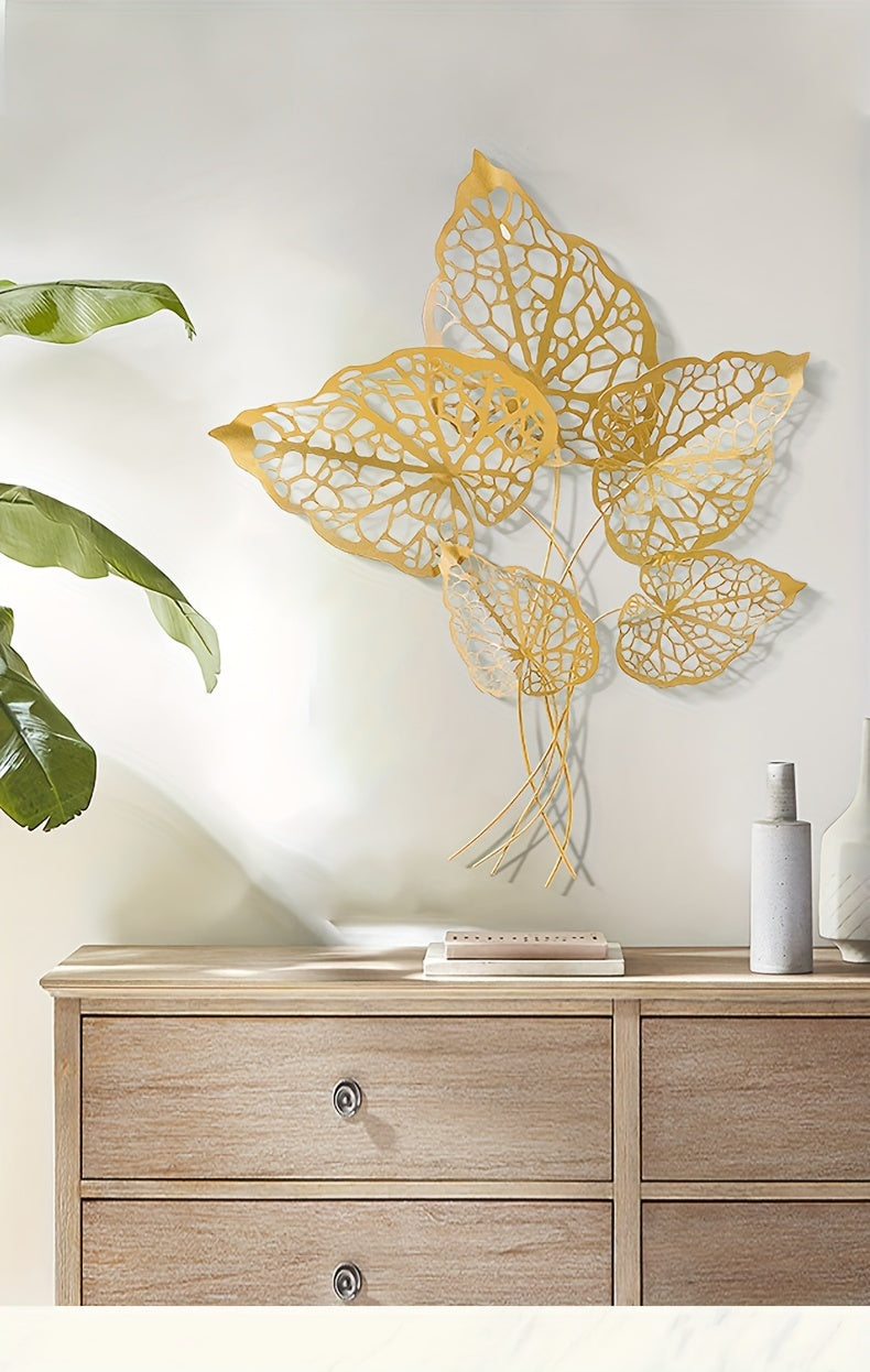 Golden Leaf Art Deco Wall Sign – Luxe Accent