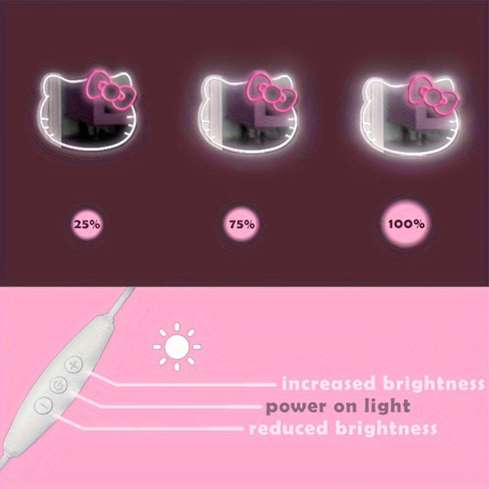 Cute Bow LED Neon Mirror – Adjustable Brightness