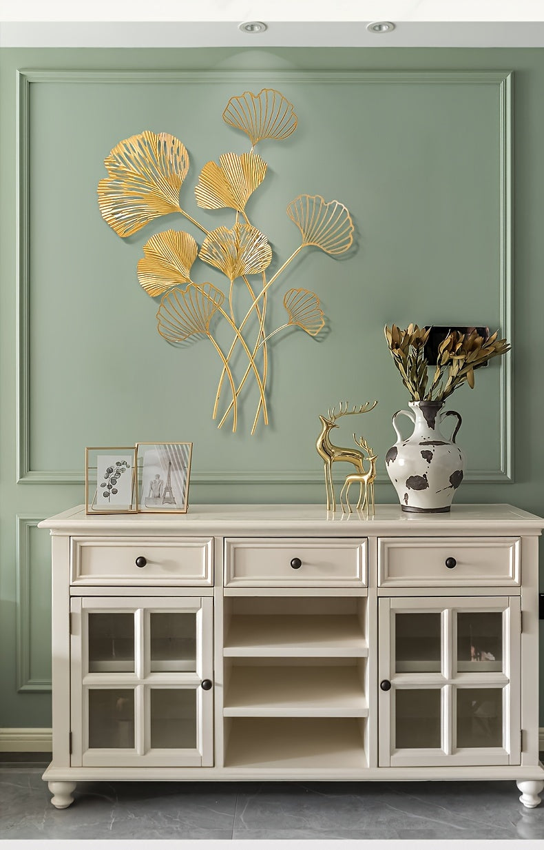 Golden Leaf Art Deco Wall Sign – Luxe Accent