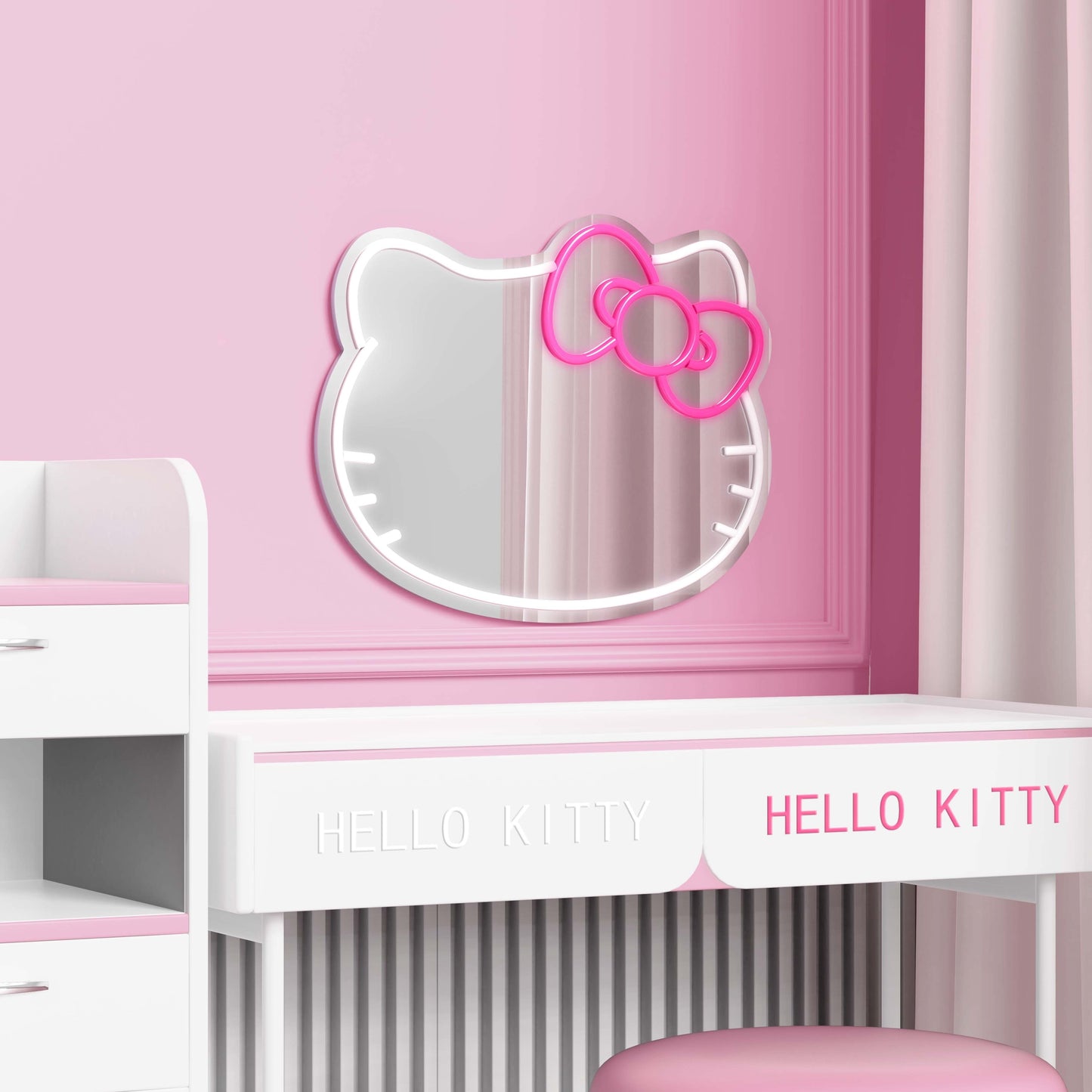 Cute Bow LED Neon Mirror – Adjustable Brightness