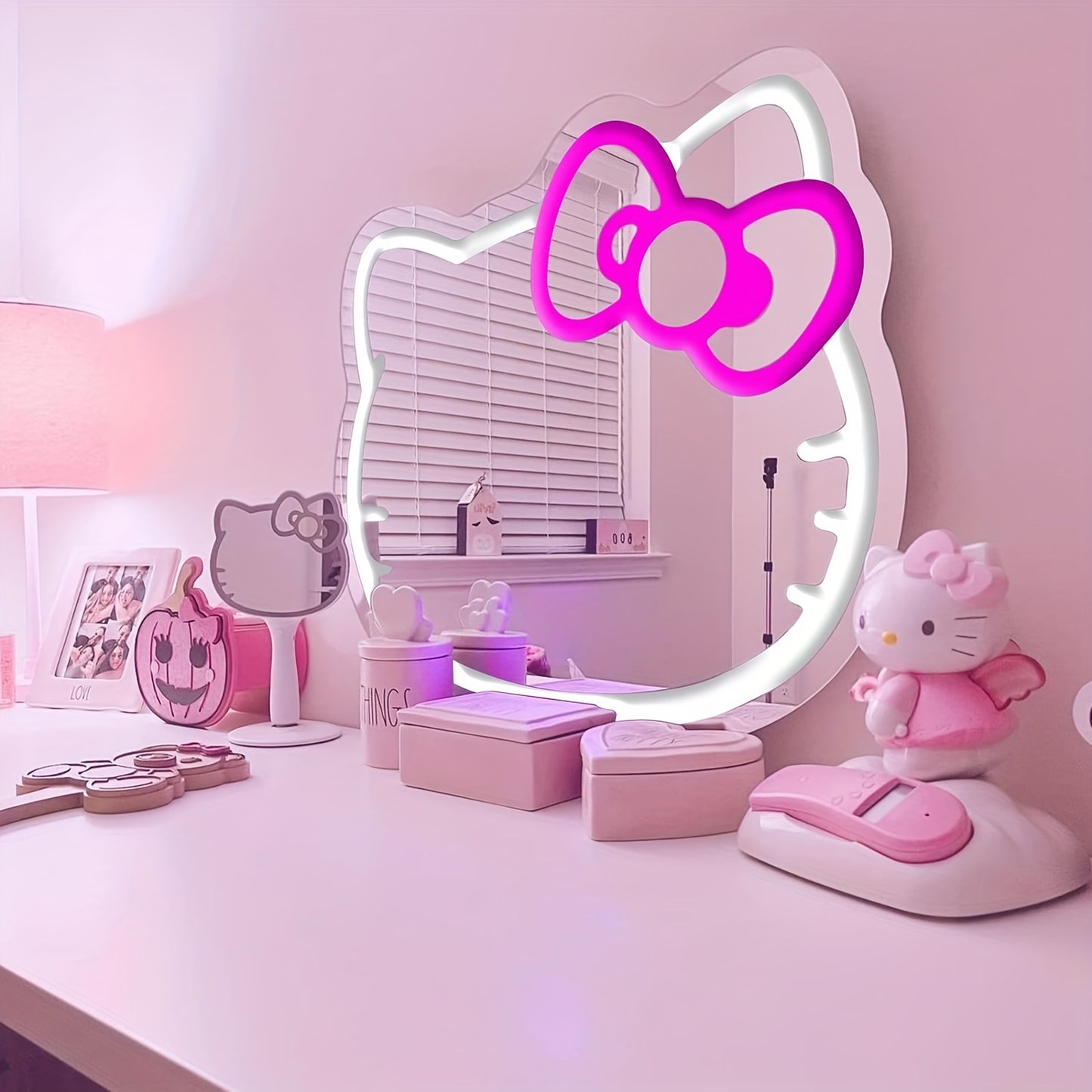 Hello Kitty LED Neon Mirror – Adjustable Glow