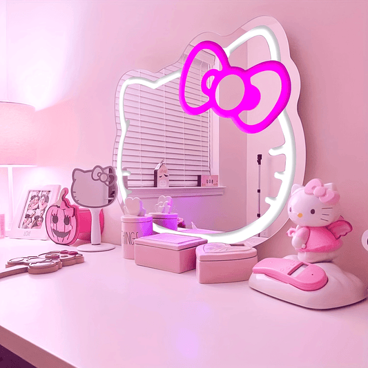 Hello Kitty LED Neon Mirror – Adjustable Glow