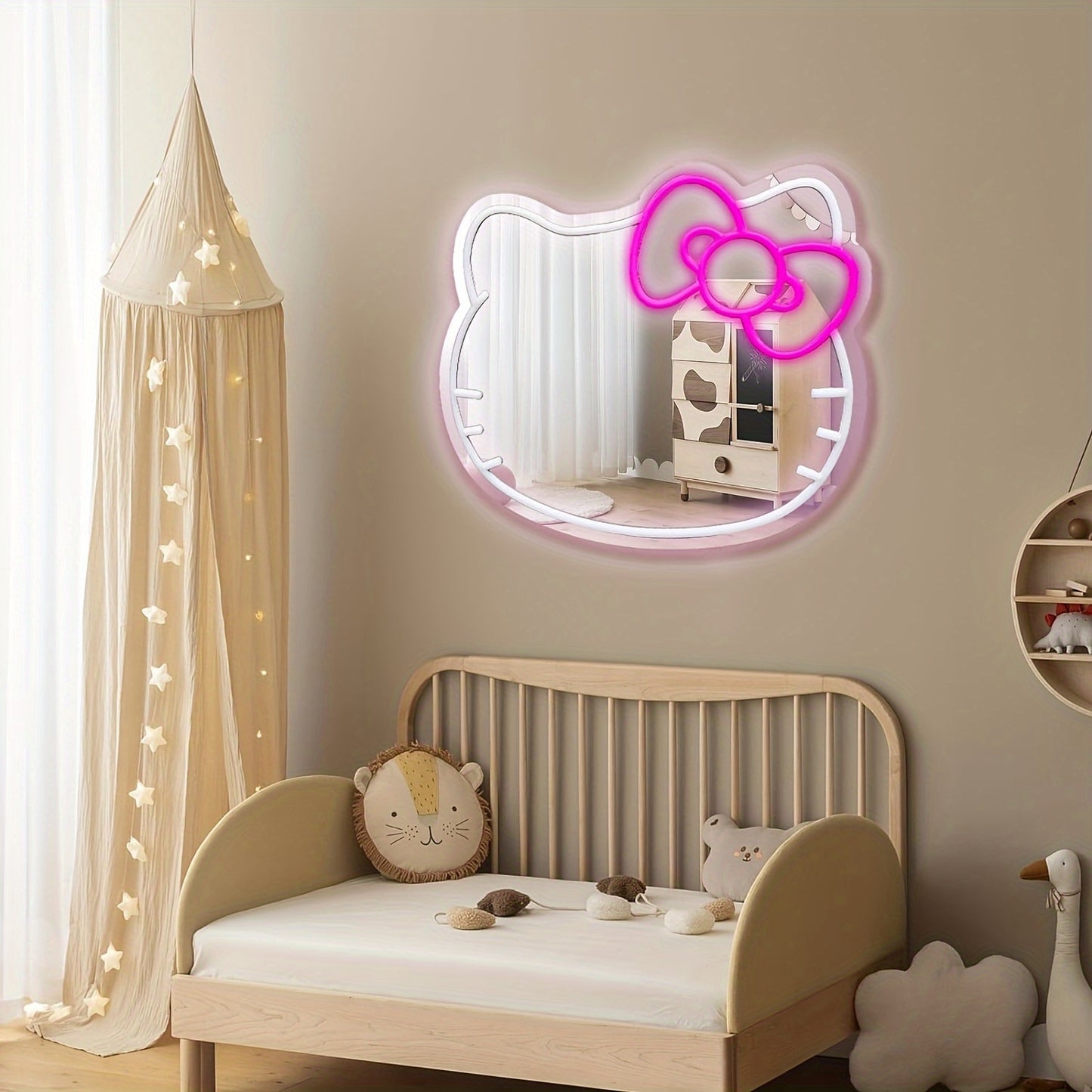 Hello Kitty LED Neon Mirror – Adjustable Glow